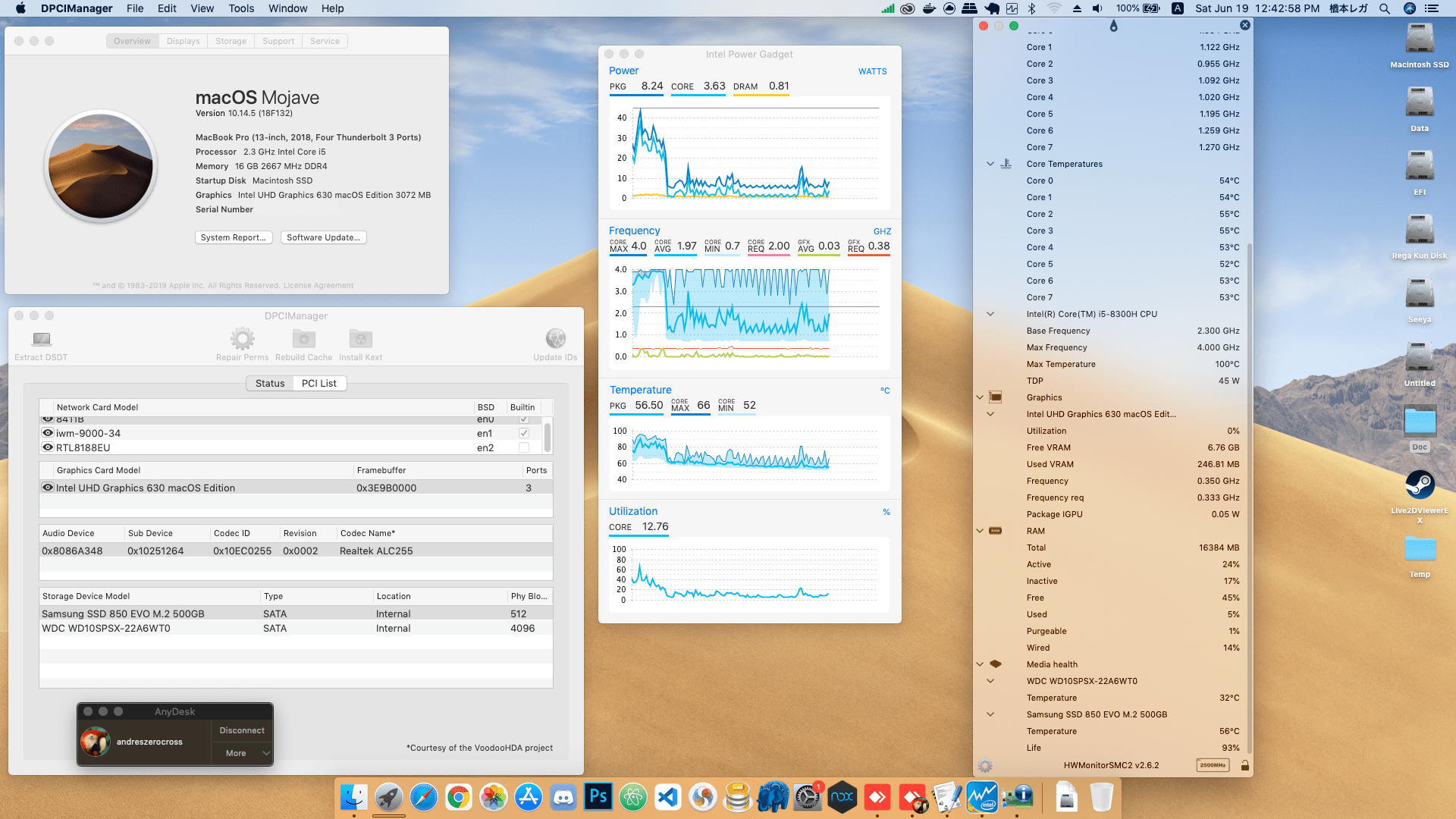Succes Hackintosh macOS Mojave 10.14.5 Build 18F132 at Acer Nitro 5 AN515-52